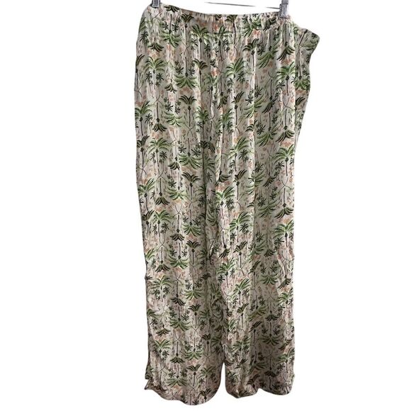Old Navy Women's XXL Tropical Floral High Waist Wide-Leg Pants Side Slits - Picture 9 of 13